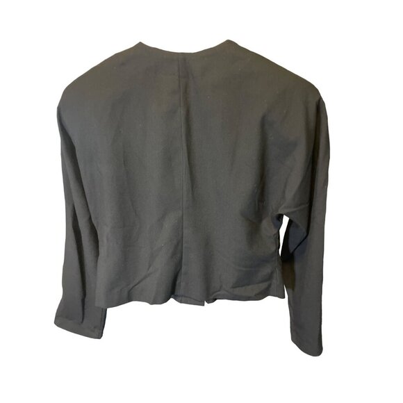 Norton McCaughton Black Long Sleeve Collarless Cropped Jacket SZ 8 - Picture 6 of 8